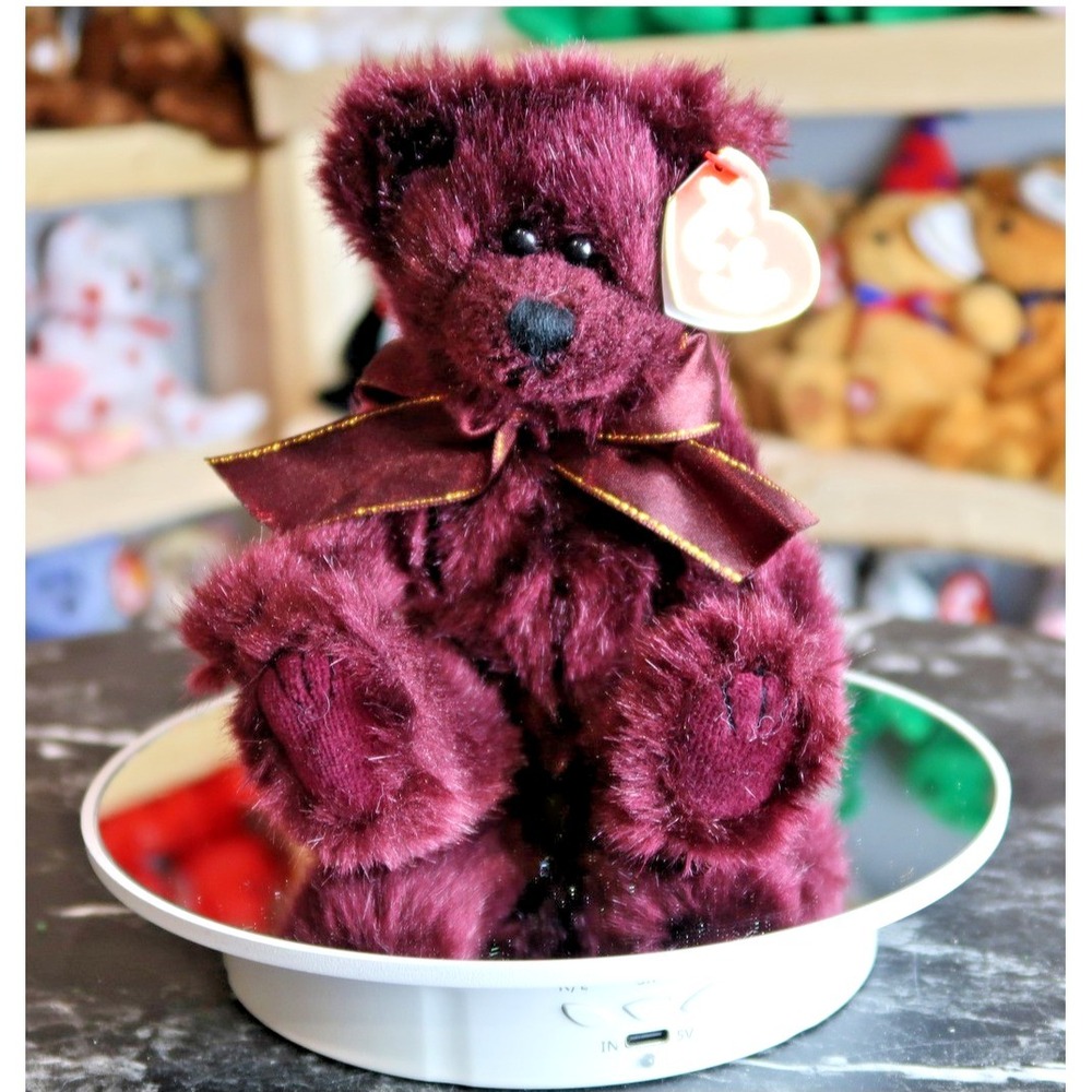 Ty Attic Treasures‎ Beargundy Burgundy Plush Teddy Bear Vintage 1990s Heart Tag